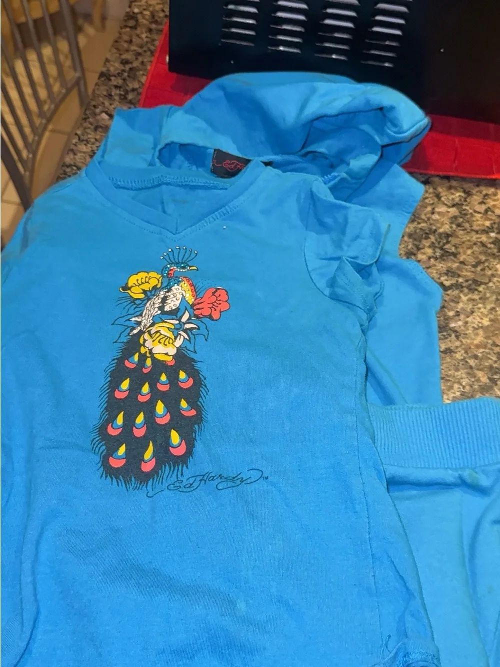 Ed Hardy Kids Matching Set Blue with Black Logo